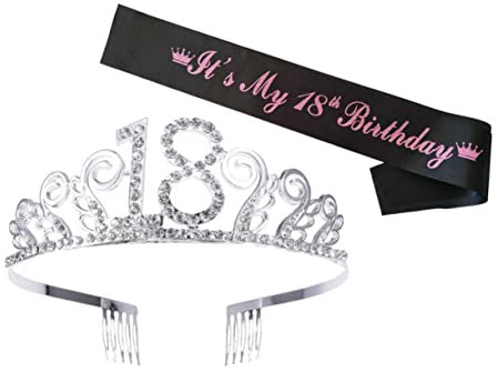 minkissy 1 Satz 18 Haarkamm Aus Kristall 18. Geburtstag 18 Geburtstag Tiara Make-up-stirnbänder 18. Bday Schärpe Geburtstag Haarkamm 18. Bday Stirnband Prinzessin Vereinigtes Königreich.
