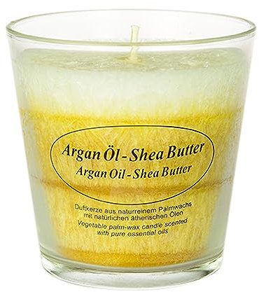 3-farbige Stearin Duftkerzen im Glas, Duft:Argan Öl-Shea Butter