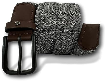 KARMA.DIEM Stretchgürtel Unisex Stoffgürtel Elastisch Flechtgürtel - Geflochtener und Elastischer Dehnbarer Gürtel für Damen und Herren (Medium, Grau)