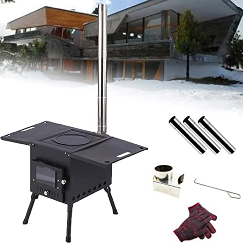 Réchaud pour tente de camping, grand poêle à bois pour tente avec 3 tuyaux de cheminée, poêle à bois extérieur pour camping, randonnée, voyage, pique-nique,CStyle-S