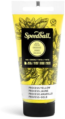 Speedball 37ml 1.25oz Water-Soluble Block Ink Process Yellow, Block Printing, Lino Print, Screen Printing, for Artists Kit