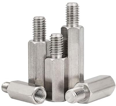 M2-M8 vernickelter Sechskant-Abstandsbolzen mit einem Kopf, M8x60+10mm, 5 Stücke