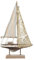 Generisch Deko Holz Segelboot Treibholz Look Seestern Muschel maritim Schiff Höhe 32cm Badezimmerdeko (CP341)