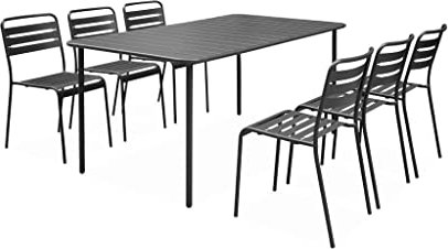 Alice's Garden Metall-Gartentisch + 6 Stühle, Amelia Anthrazit 160 x 90 x H 72,5 cm