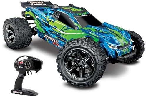 TRAXXAS Rustler grün/blau 4x4 VXL 1/10 Stadium-Truck RTR Brushless, mit TSM ohne Akku und Ladegerät
