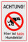 Panneau d'interdiction ATTENTION, ici pas de toilettes pour chiens !, 1 pce, 30 x 20 cm, 2,7 mm panneau en PVC avec trous de perçage, avertissement de déjections canines, panneau d'avertissement Dog
