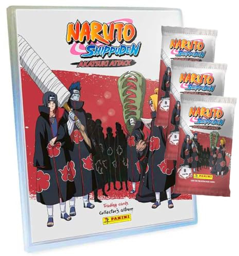 Panini Naruto Shippuden Karten - Akatsuki Attack Trading Cards (2024) - Sammelkarten - 1 Mappe + 3 Booster