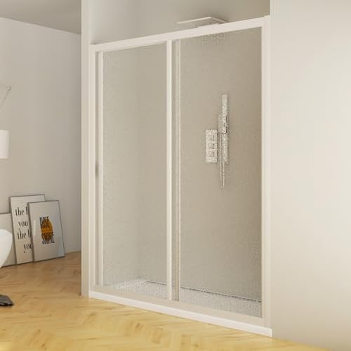 Porta Doccia 140 cm 1 Anta Scorrevole in Acrilico H185 cm Bianco