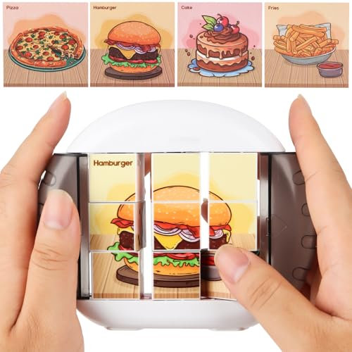 YAOZUP Spielzeug 4-in-1 Puzzle 9 Teile, Drehbares 3D Puzzle, Montessori Puzzle für Kinder, Kinderpuzzle Steckpuzzle Geschenk für Kinder ab 2 3 4 5 6 (Essen)