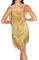 Qianderer Damen-Minikleid mit Pailletten, Glitzer, mehrlagig, Fransen, tiefer V-Ausschnitt, rückenfrei, ärmellos, Quaste, Flapperkleid, Club, Party, Abschlussball, glitzerndes Kleid, Ba Gold, S