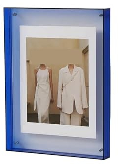 WLLKIY Transparenter Acryl-Fotorahmen, DIY-Poster, Malerei, Halle, Schlafzimmer, Wanddekoration, Ins-Stil, Tisch-Bilderrahmen Multifunktional(Blue,16x21cm)
