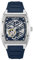 Kenneth Cole New York Herren-Automatikuhr – Skelett-Zifferblatt, gebogenes Gehäuse, zeitgenössischer Stil, Silber – blaues Silikonarmband, Modern
