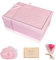 TAIHOBO Geschenkbox mit Deckel, Faltbare Geschenkbox Geburtstag, Füllmaterial Geschenk Box mit Raffia Band Grußkarten, Rechteckige Gift Box für Geschenkverpackung Geburtstag Für Hochzeiten (Pink)
