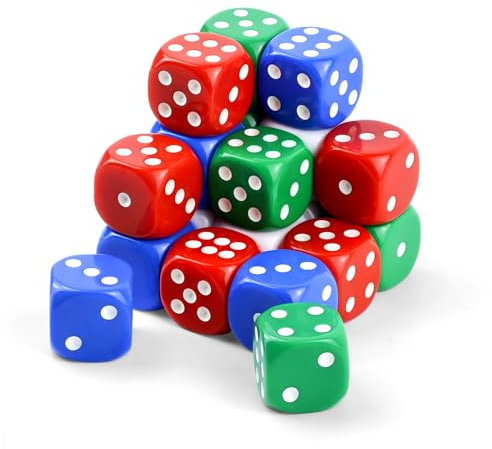 Würfel Set,6 Seitige Würfel D6 Bunt Würfelm,Acryl Spiel Würfel mit 6 Farben für Tischspiele,Bunt Würfel mit Runden Ecken für Lernspielzeug, Matheunterricht, Party (20pcs-25mm-4colors)