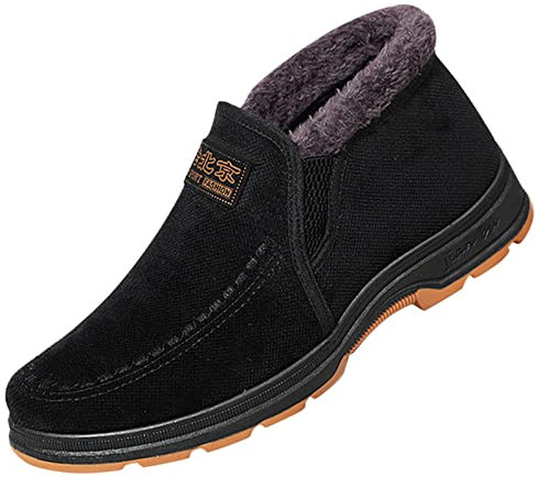 Generico Stivali+Polpaccio+XXL Stivaletti A Punta Donna Stivali da Neve da Uomo Invernali alla con Suola Piatta Suola Spessa Antiscivolo Slip on Tinta Unita Alta Stivali Indianini Estivi (Black, 44)