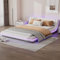 KUAKE Polsterbett 160x200 cm mit LED-Beleuchtung, Lattenrost, Kopfteil & Kunstleder - Bett Jugendbett Bettgestell Doppelbett (Weiß, 160x200cm)
