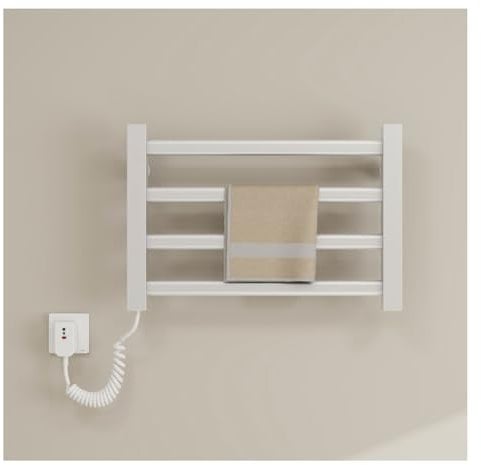 Smart Heated Towel Rack, 80w Towel Rack Wall Mounted Radiator With Constant Temperature, Small Electric Towel Rack Radiator For Bathroom 4 Bars, 55 Degree Constant Temperature To Prevent Burns