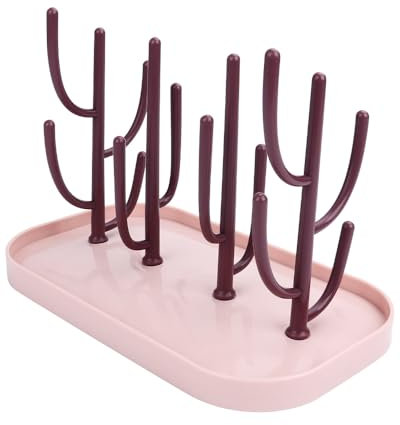 Trockenständer Babyflaschen, Vertical Baby Bottle Drying Rack, Trockenständer für Bottle mit Abtropfschale, Abnehmbarer, BPA frei zum Trocknen von Babyflaschen, Saugern, Bechern und Zubehör(Rosa)