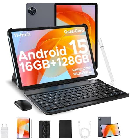 DOOGEE U11 2025 Newest Tablet 11'' Android 15 16(4+12) GB+128GB/2TB TF Octa-Core, 90Hz, 8580mAh, Tablet in Offerta WiFi, 13MP, Tastiera& Mouse& Penna& Case- Grigio