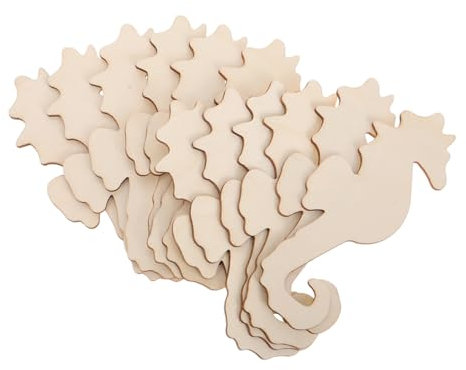 HEMOTON 12stücke Teiliges Seepferdchen Deko Unbemalt Leicht Für Diy Basteln Hochzeit Geburtstag Party Holzfiguren Holzverzierung Kunstprojekte