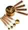8pcs Gold Measuring Cups and Spoons Set, Wooden Handle Stainless Steel Measuring Cup Set, Measuring Spoons with Scale, for Cooking and Baking