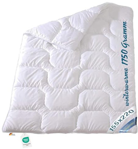 Extra warme Allergiker Winter Duo Bettdecke | 155x220 cm | Weich & atmungsaktiv | Duo-Steppbett mit isolierendem Luftpolster | 100% Baumwollbezug | 95° Wäsche | Oeko-TEX-Zertifiziert