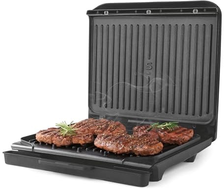 Salter ActiGrill Family Kontaktgrill, 8 Portionen, 2000 W | PFAS-freie Antihaftplatten, Temperaturautomatik, Scharnier für dickes Grillgut, Fettauffangschale, 36 x 26 cm