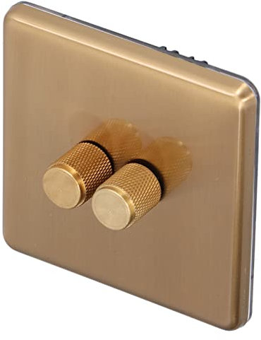 Dimmal Switch, LED Dimmer Light Switch Dimmable Elegant Scratch -resistant Brushed Brass AC 220 V (Double dimming)