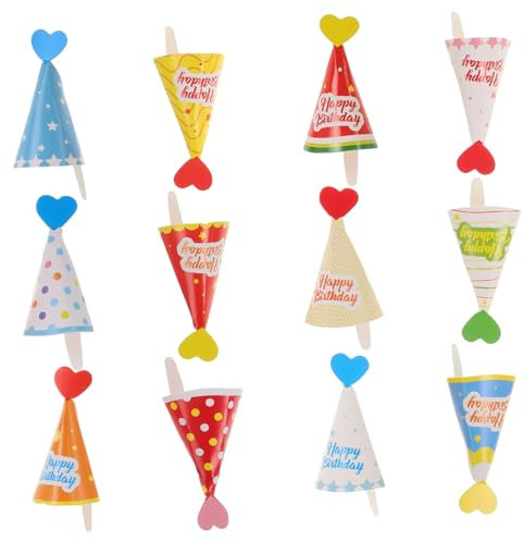 Toyvian 36stücke Teiliges Mini Geburtstagshüte Für Kuchen Deko Lustige Cupcake Topper Mit Koreanischem Cartoon Design Für Kindergeburtstage Und Feiern Vielfältige Desserts