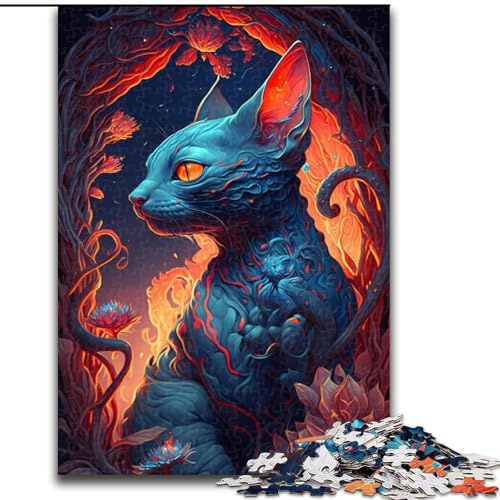 Puzzle für Erwachsene, 1000 Teile, Sphynx Spellbound, aus Holz, perfektes DIY-Kunstdekor oder Geburtstagsgeschenk, 50x75cm, für interaktives Familienspiel