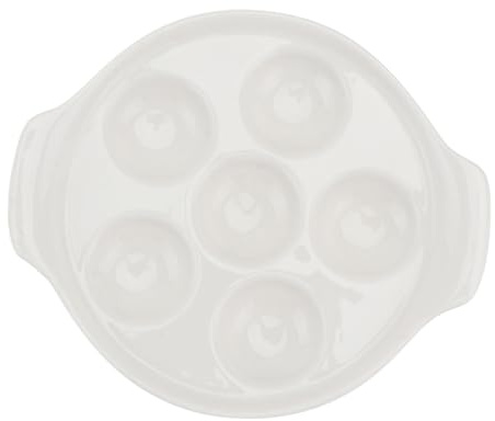 Toyvian Weiße Schnecken Auflaufform aus Keramik mit Speziellen Rillen Spülmaschinen und Kühlschranksicher als Schneckenpfanne für Grill und Ofen