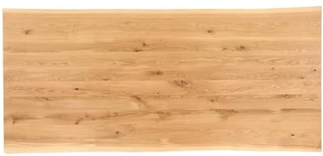ABL HOLZ-ZENTRALE Hochwertige Tischplatte Eiche Massiv 4 cm Stärke mit Baumkante- 220x100x4 cm – Schreibtischplatte & Esstischplatte – Massivholzplatte Natur Geölt