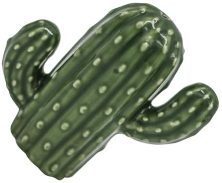 DECORNIJIA Porta Stuzzicadenti a Forma di Cactus Verde Compatto e Liscio in Materiale Vetrificato Scatola Decorativa Creativa la Casa e L'uso Quotidiano