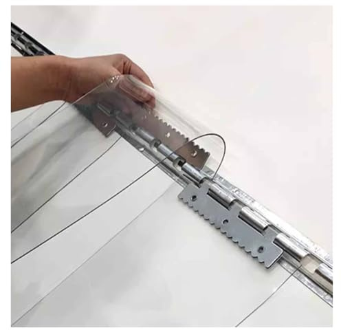 DTVEW Rideau à Lanières en Plastique Transparent, Plastique 1,3mm Isolé | pour chambres, magasins, boutiques, garages(90x200cm (6 Panneaux))