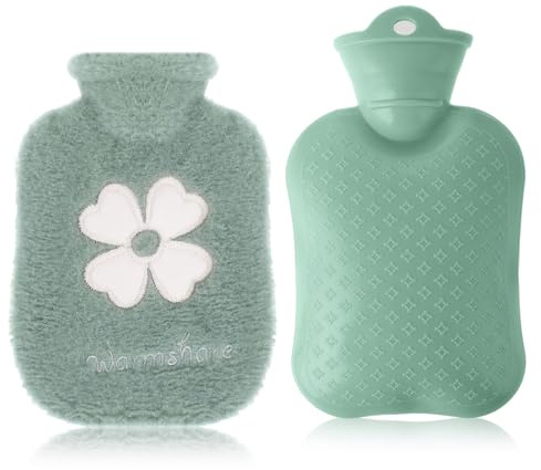 Thinp Bouillotte avec housse douce, anti-fuite, 500 ml, portable, moelleuse, petite bouteille d'eau chaude, cadeau pour hommes, femmes, adultes, jours d'hiver