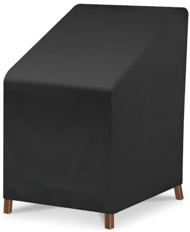 Lawnoval Gartenstuhl Schutzhülle Wasserdicht und Staubdicht 210D Oxford Stoff Stapelstühle 70-120cm für Schwarz Einzelstuhl