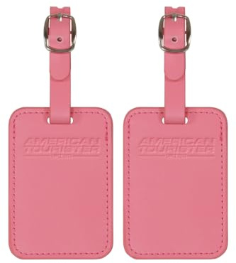 American Tourister Gepäckanhänger - Kofferanhänger für Koffer und Taschen, mit verstellbarem Riemen, inklusive Adresskarte, Set aus 2 Stück, Pink/Rosa (Pink Glitch)