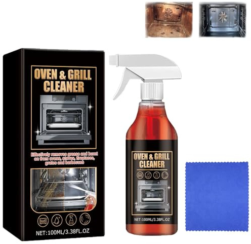 Oven Cleaner Heavy Duty, Oven and Grill Cleaner Spray, Heavy Duty Oven Cleaner Kit with Cleaning Cloth, Kitchen Stainless Steel Cleaner & Degreaser, for Microwave, Air fryer, BBQ, Racks & Trays (1PC)