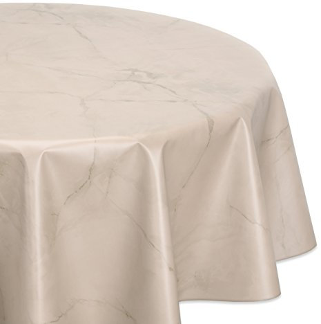 Wachstuchtischdecke abwischbar, OVAL RUND ECKIG, fleckenabweisende Gartentischdecke Marmorstein, zuschneidbare Wachstuch Tischdecke (Oval 140x180 cm, Beige)
