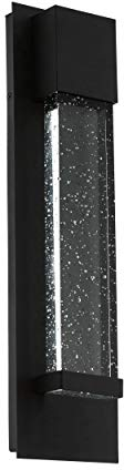 EGLO LED Außen-Wandlampe Villagrazia, 2 flammige Außenleuchte, Wandleuchte aus Alu und Glas, Farbe: Schwarz, Glas: klar mit Lufteinschlüssen, L: 30 cm, IP44