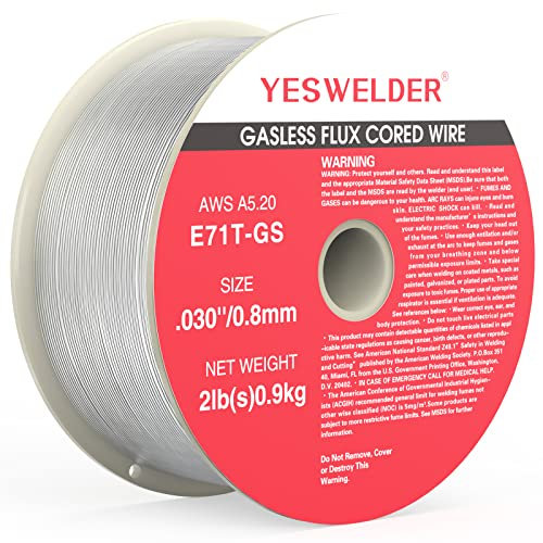 YESWELDER Flux Core - Alambre Mig sin gas, acero suave E71TGS .030 de diámetro, carrete de plástico ABS fuerte de 20 libras