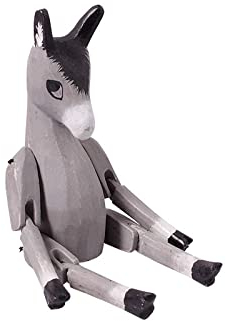 kadoh Kantenhocker Tier (Esel) 16 cm • Deko-Figur aus Holz für Wohnzimmer • Handgemachte Holztiere