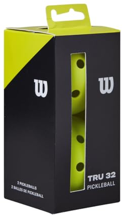 Wilson TRU 32 Ball, 2er-Pack, Pickleball Bälle, 32 Löcher, Konsistente Flugeigenschaften, Yellow
