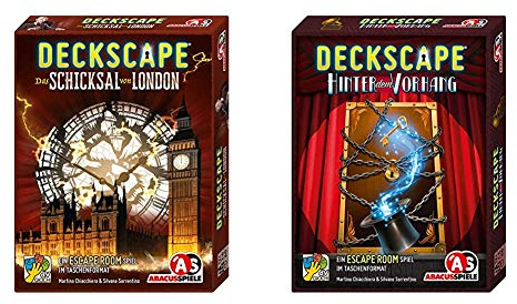 ABACUSSPIELE 38173 - Deckscape – Das Schicksal von London, Escape Room Spiel, Kartenspiel & 38191 - Deckscape – Hinter dem Vorhang, Escape Room Spiel, Kartenspiel