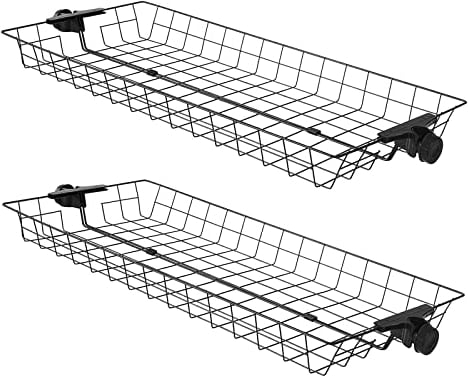 SoBuy Set aus 2 Metallaufbewahrungskörben für Teleskopschrank-System – Körbe für Kleiderständer und Garderobenstange FRG34-P02