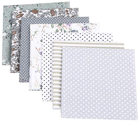 Asudaro 7Stück 25x25 cm Baumwollstoff Meterware Stoffpaket für Patchwork DIY Stoffe zum Nähen Stoff Paket Stoffreste Nähstoffe zum nähen Puppenkleider Ärmel Haarband Handwerk Grau