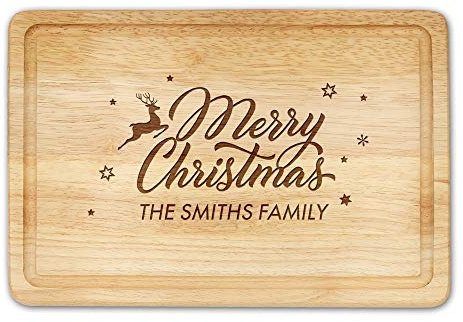 Personalised Wooden Chopping Board Custom Cheese Board Wood Gift for Christmas Wedding Anniversary Birthday House Warming with Any Message Name Date Text Engraved (Deer)