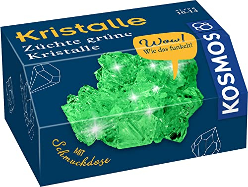 KOSMOS 657956 Grüne Kristalle selbst züchten, Experimentierset für Kinder, Komplett-Set zum Kristalle Züchten inkl. Kleiner Schmuckdose, Mitbringsel für Kinder