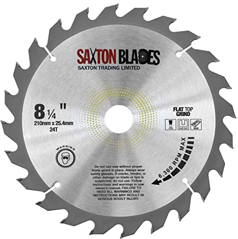 Saxton Flat Top TCT Circular Saw Blade 210mm x 24T x 25.4mm fits Evolution Saws