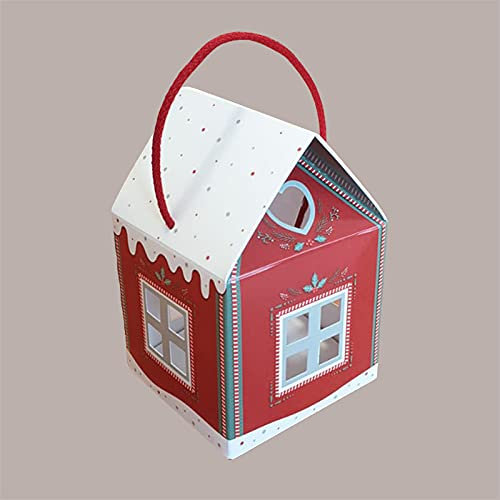 Lucgel Geschenkbox aus rotem Papier in Form eines kleinen Hauses, ideal für Panettoni und Weihnachtsgeschenke – 20 Stück – 120 x 120 x 110 mm